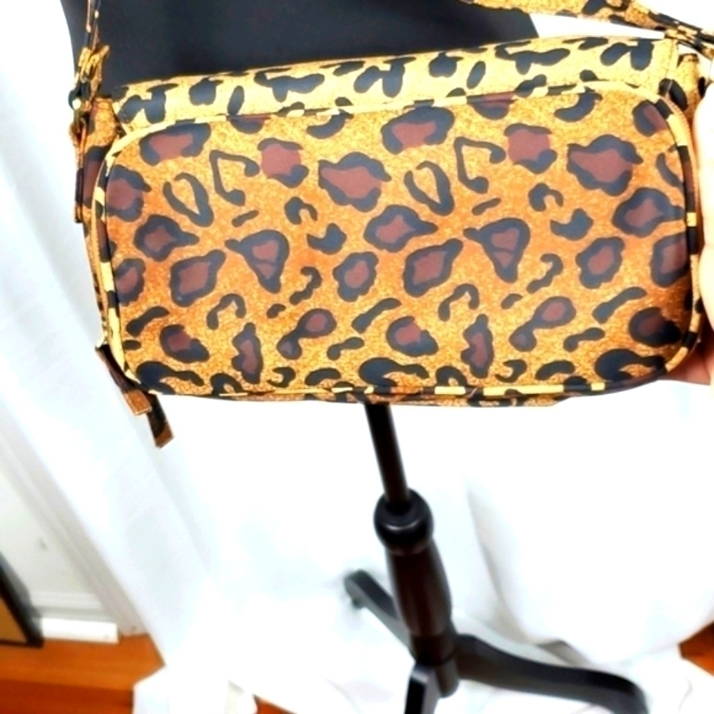 Leopard crossbody Brown bag with credit cards slots